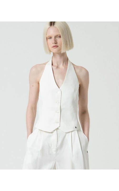 CHALECO MUJER CUELLO HALTER LISO SURK 