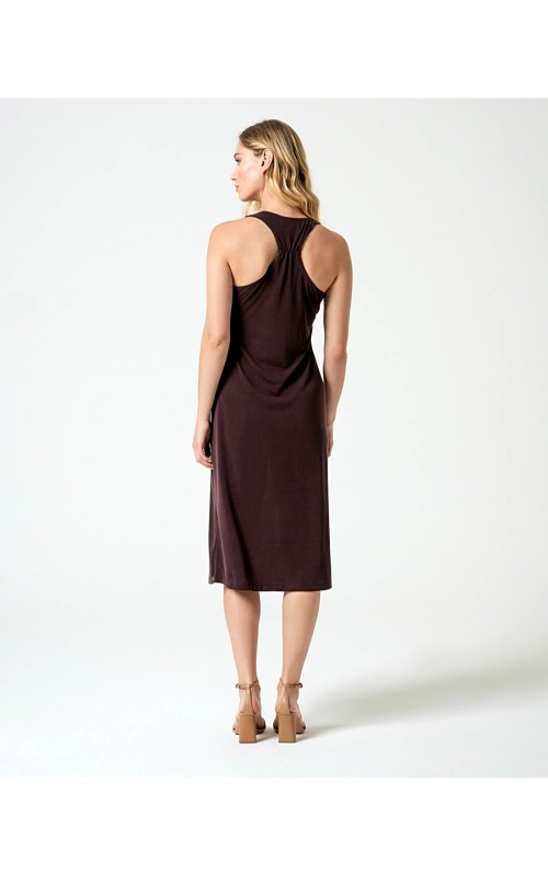VESTIDO MIDI CUELLO PICO TIRANTES SURK 