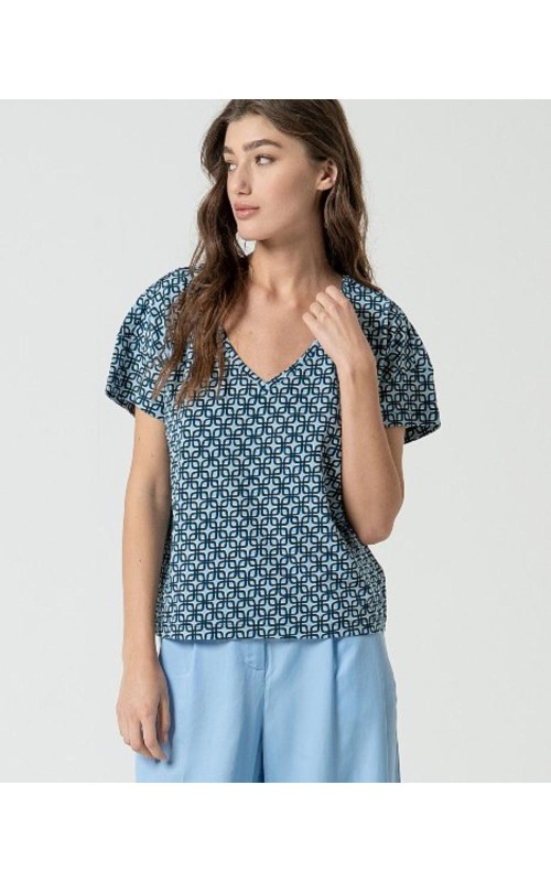 CAMISETA MUJER CUELLO PICO ESTAMPADA SURK 