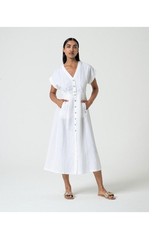 VESTIDO MIDI CAMISERO LINO SURK 