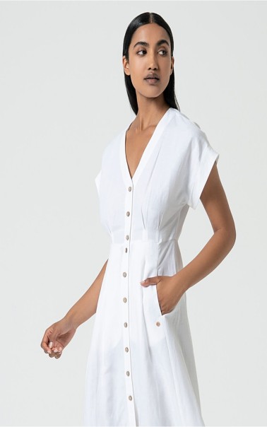 VESTIDO MIDI CAMISERO LINO SURK 