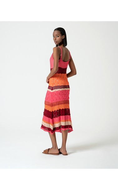 VESTIDO CROCHET MIDI ESTAMPADO TIRAS SURK 
