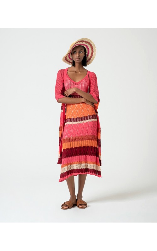 VESTIDO CROCHET MIDI ESTAMPADO TIRAS SURK 