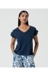 CAMISETA MUJER ALGODON ORGANICO CUELLO PICO LISA SURK 