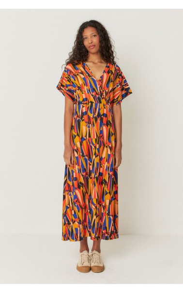 VESTIDO MIDI ESTAMPADO FLUIDO SKFK 
