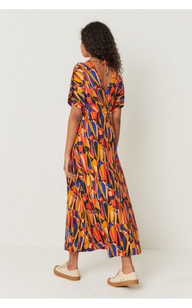 VESTIDO MIDI ESTAMPADO FLUIDO SKFK 
