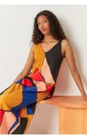 VESTIDO MIDI ESTAMPADO GEOMETRICO SKFK 