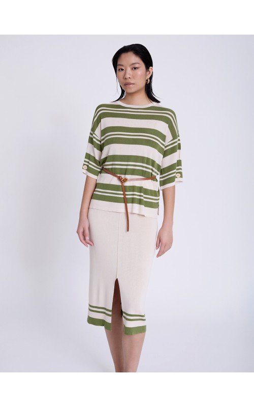 FALDA MIDI PUNTO RAYAS CONTRASTE SKAT 