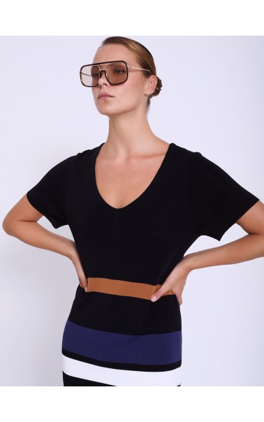 VESTIDO MIDI PUNTO COLOR BLOCK SKAT