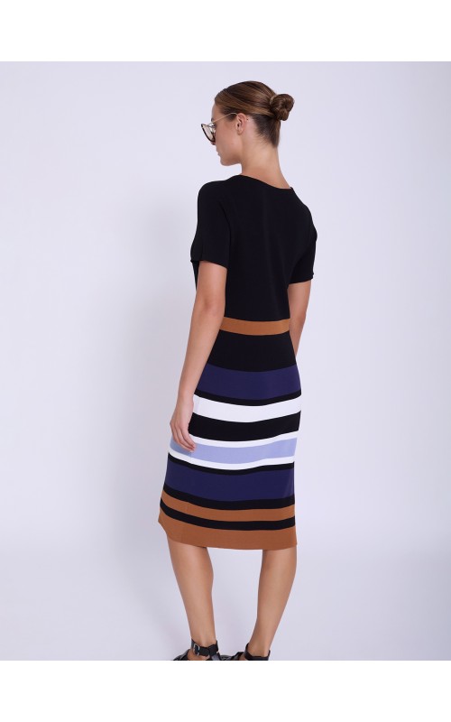 VESTIDO MIDI PUNTO COLOR BLOCK SKAT