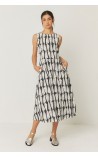 VESTIDO ESTAMPADO MIDI ABERTURA ESPALDA SKFK 