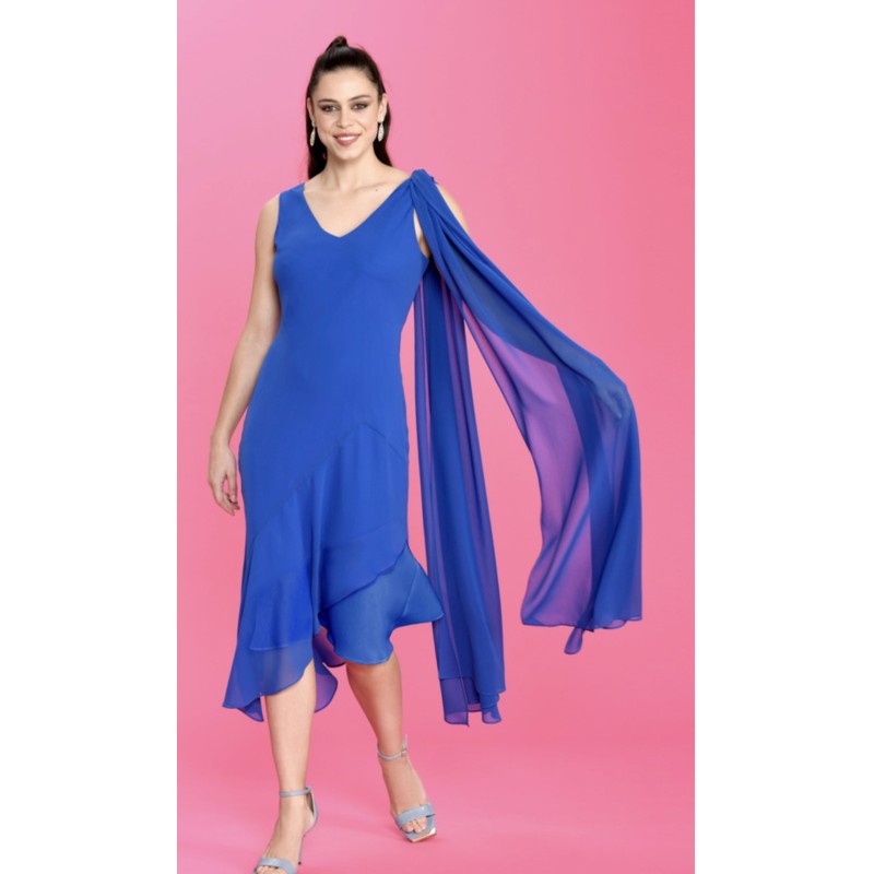 VESTIDO Liso Asimetrico Gasa LAMU BBC 