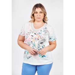 CAMISETA Estampada Cuello Pico BAGO 