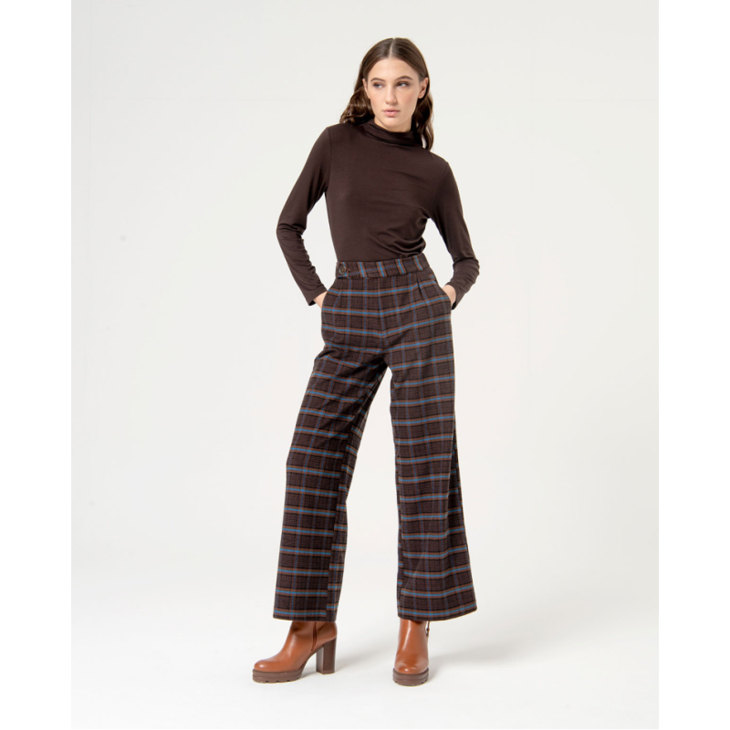 PANTALON ANCHO MUJER SURK CUADROS 