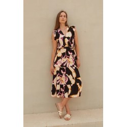 VESTIDO MIDI ESTAMPADO FLORAL SCOR 