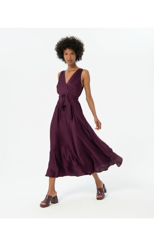 VESTIDO Satinado Largo Cruzado SURK