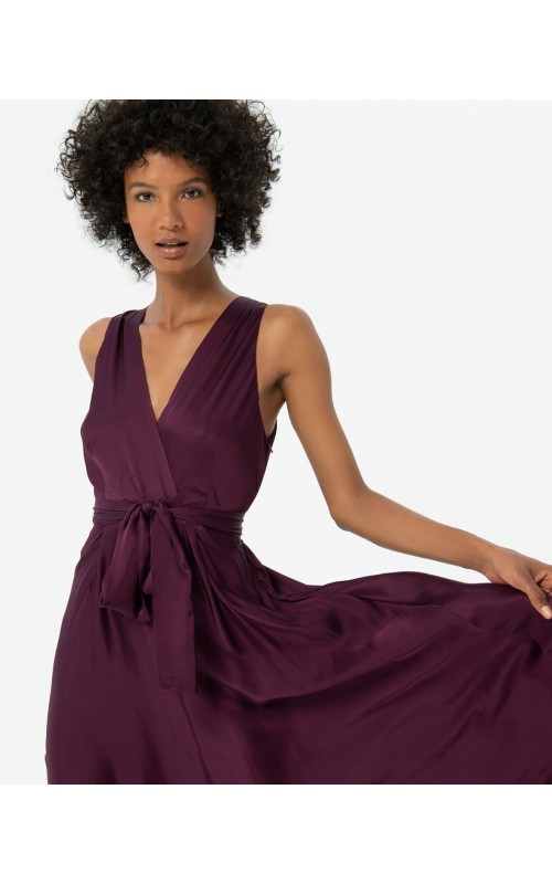 VESTIDO Satinado Largo Cruzado SURK