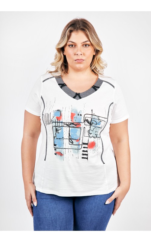 CAMISETA Mujer Estampada Cuello Pico BAGO