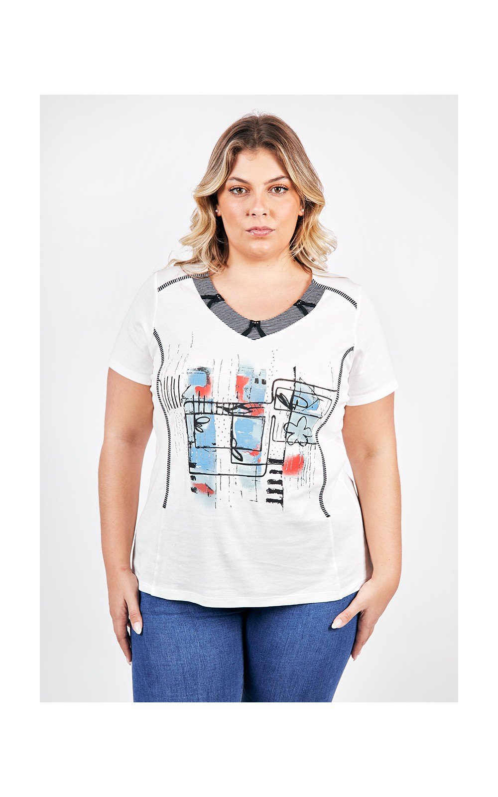 CAMISETA Mujer Estampada Cuello Pico BAGO