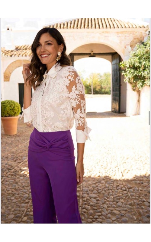 CAMISA Mujer Cuello y Bordados MSA BBC 