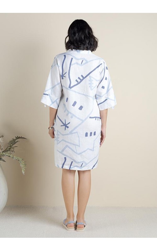 VESTIDO TUNICA ESTAMPADA BOTONADURA CORTO POU