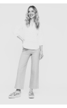 PANTALON MUJER CROPPED LISO BOTONES BARI CASUAL 