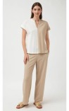  CAMISETA MUJER CUELLO MAO BICOLOR AMPLIA TINT CASUAL 