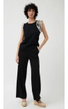 PANTALON MUJER DETALLE VOLANTE TIRO ALTO Y RECTO LISO BARI CASU 