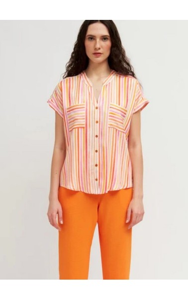 BLUSA ABIERTA CON MANGA Y ESTAMPADO LISTAS TINT CASUAL 