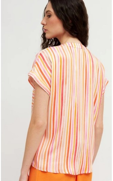 BLUSA ABIERTA CON MANGA Y ESTAMPADO LISTAS TINT CASUAL 