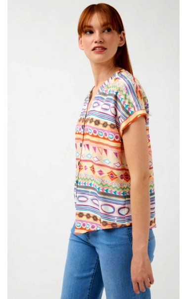 BLUSA ESTAMPADA CUELLO MAO TINT CASUAL 