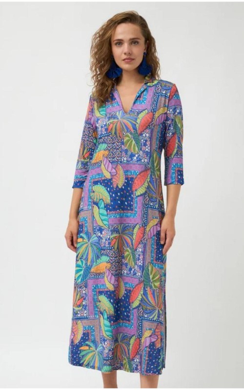 VESTIDO ESTAMPADO MANGA FRANCESA TINT CASU 