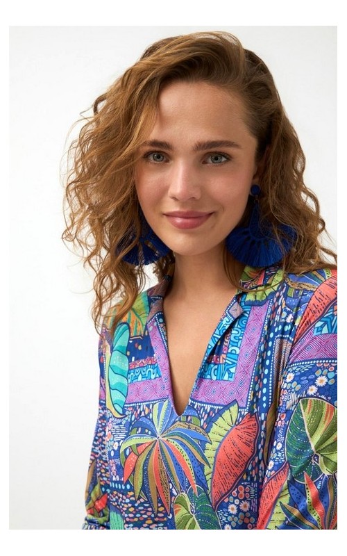 VESTIDO ESTAMPADO MANGA FRANCESA TINT CASU 