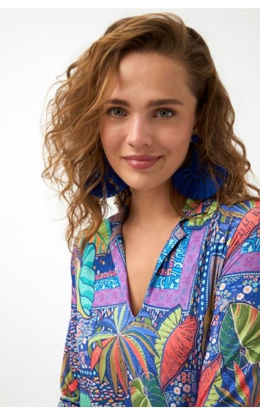 VESTIDO ESTAMPADO MANGA FRANCESA TINT CASU 