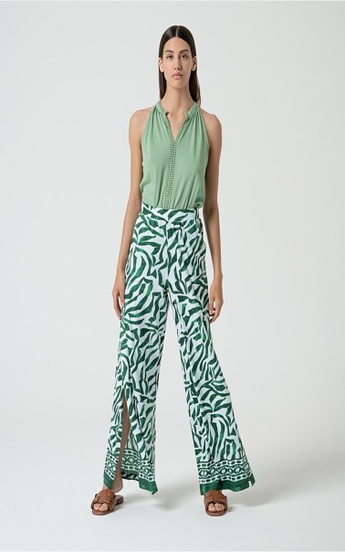 PANTALON MUJER WIDE LEG ESTAMPADO VIVO SURK 