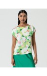 BLUSA SATINADA CUELLO BARCO ESTAMPADA SURK 