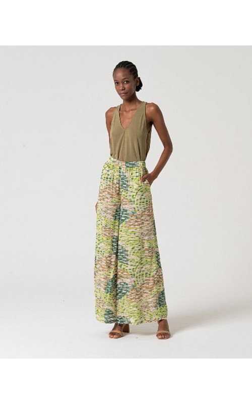 PANTALON MUJER ANCHO FLUIDO ESTAMPADO SURK 