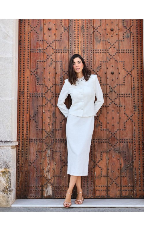 FALDA INVITADA MIDI VARE TWEED 