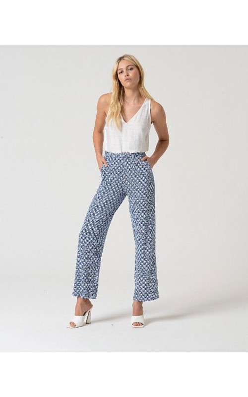 PANTALON MUJER RECTO ESTAMPADO CON CINTURON SURK 