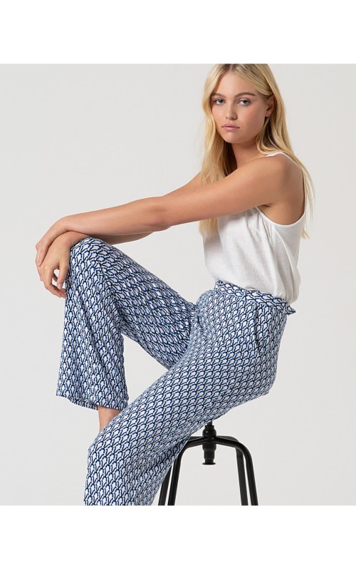 PANTALON MUJER RECTO ESTAMPADO CON CINTURON SURK 